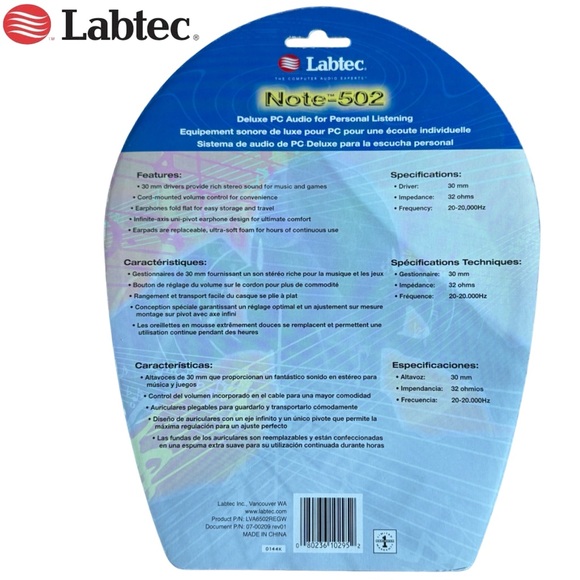 NWT - Labtec Note 502 Deluxe Over Ear Headphones - Picture 2 of 5